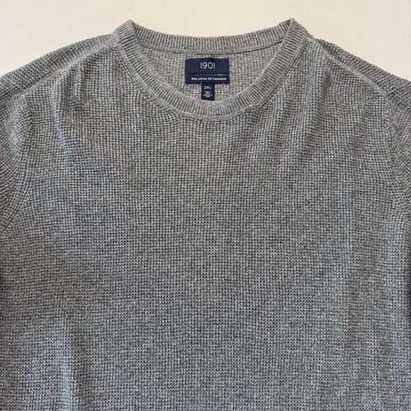 1901 Cotton Cashmere Blend Pullover Sweater Men's Size 2XL Heather Gray - Picture 3 of 10